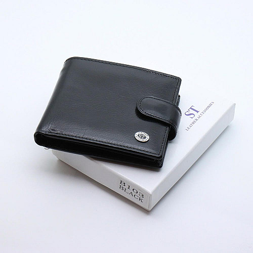 Стильне шкіряне чоловіче портмоне ST Leather В103 Чорний