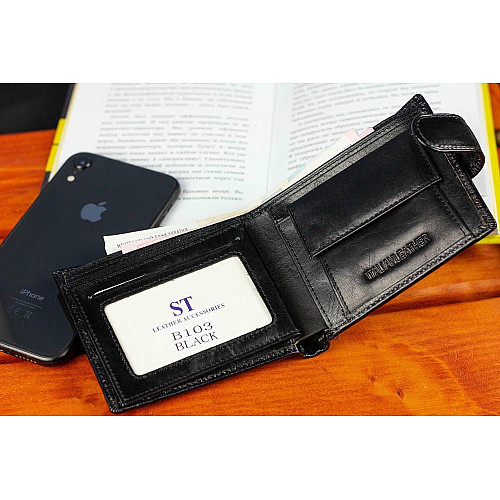 Стильне шкіряне чоловіче портмоне ST Leather В103 Чорний