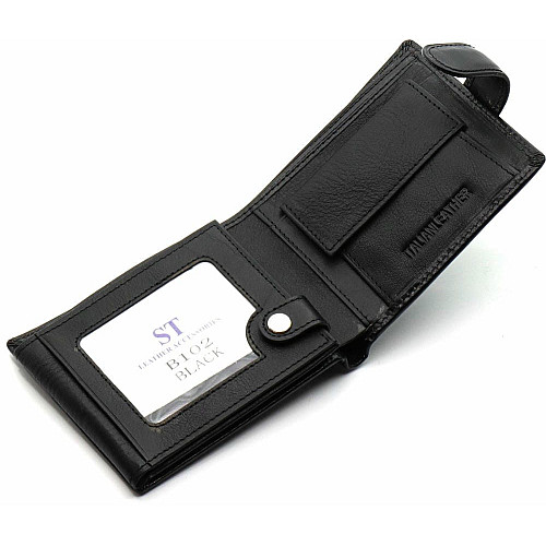 Классический мужской портмоне из натуральной кожи ST Leather ST102 Черный