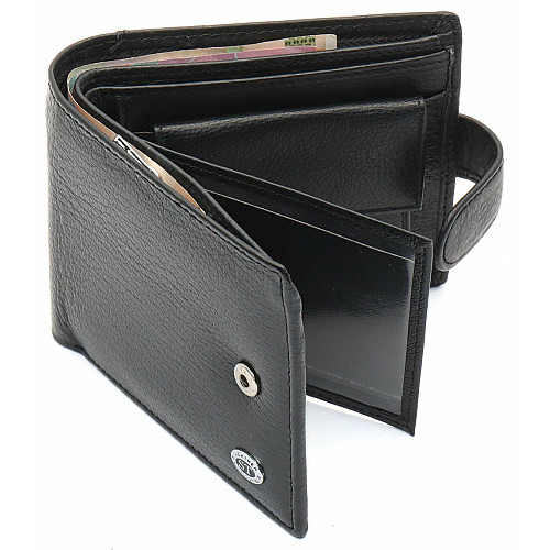Чорне чоловіче портмоне із натуральної шкіри з фіксацією ST Leather ST103