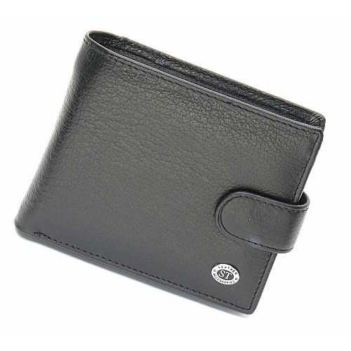 Чорне чоловіче портмоне із натуральної шкіри з фіксацією ST Leather ST103