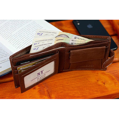 Стильне шкіряне чоловіче портмоне ST Leather В103 Коричневий