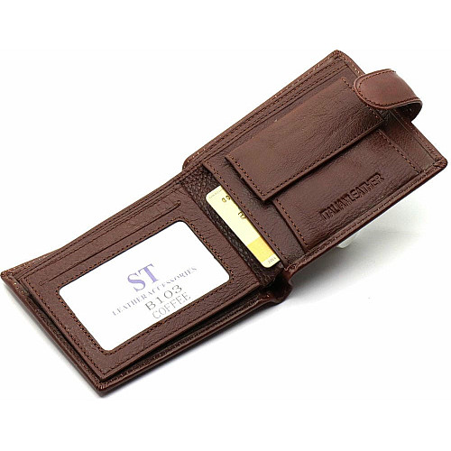 Коричневый мужской портмоне из натуральной кожи с фиксацией ST Leather ST103