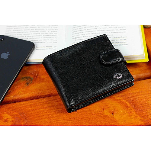 Стильне шкіряне чоловіче портмоне ST Leather В103 Чорний
