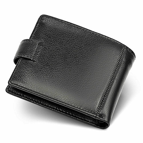 Шкіряне чоловіче портмоне на кнопці ST Leather ST-104-1 чорний