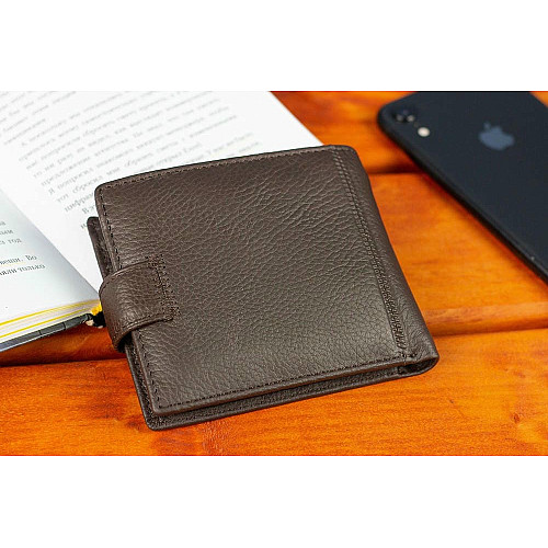 Шкіряне чоловіче портмоне на кнопці ST Leather ST104 Коричневе