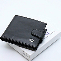 Шкіряне чоловіче портмоне на кнопці ST Leather ST104 Чорний