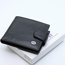 Шкіряне чоловіче портмоне на кнопці ST Leather ST104 Чорний