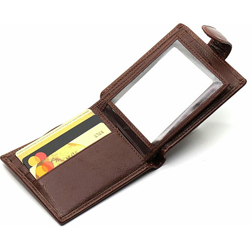 Коричневый мужской портмоне из натуральной кожи с фиксацией ST Leather ST103