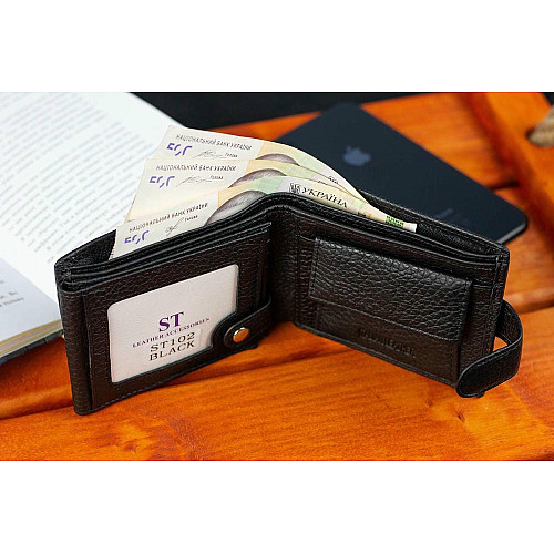 Классический мужской портмоне из натуральной кожи ST Leather ST102 Черный
