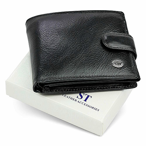 Класичний чоловічий портмоне з натуральної шкіри ST Leather В102 Чорний