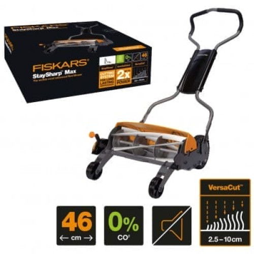 Газонокосарка механічна з травозбірником Fiskars StaySharp Max (1001658)