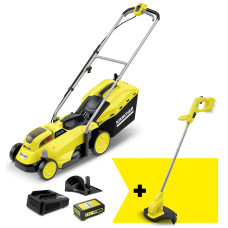 Набір газонокосарка та тример садовий акумуляторні Karcher LMO 18-33+LTR 18-25+Starter kit 18В 1х2.5А·год 33см 35-65мм 35л
