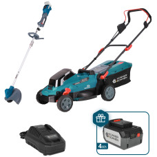 Набір із двох акумуляторних інструментів Konner&Sohnen KS 33LM-BCT20V-SET 20В газонокосарка KS 33LM-20V та тример садовий KS BCT-20V акб 1х4А·год ЗП 17.3кг