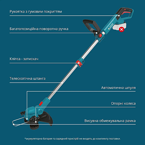 Тример садовий акумуляторний Konner&Sohnen KS CST-20V 20В літій-іонна 8000об/хв 2.8кг без АКБ за ЗП