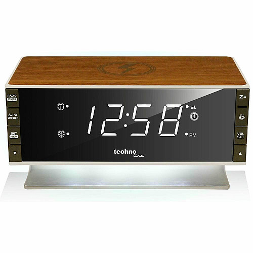 Часы настольные с радио Technoline WT487 Wireless Mobile Charging White/Brown (WT487)