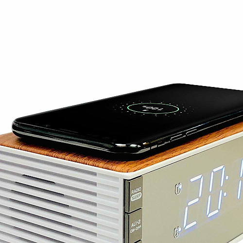 Часы настольные с радио Technoline WT487 Wireless Mobile Charging White/Brown (WT487)