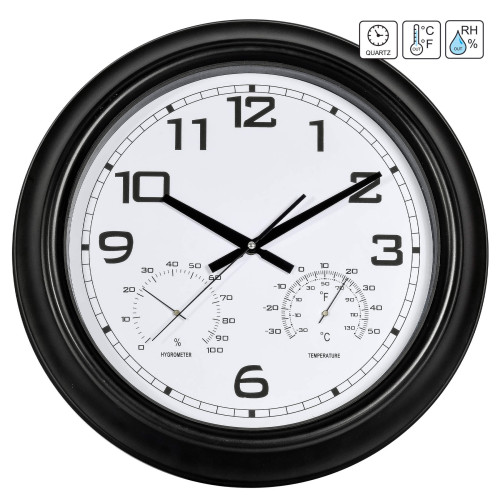 Годинник настінний Technoline 816722 Thermo-Hygro Black (816722)