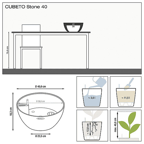 Вазон Lechuza Cubeto Stone 40 Бежевий
