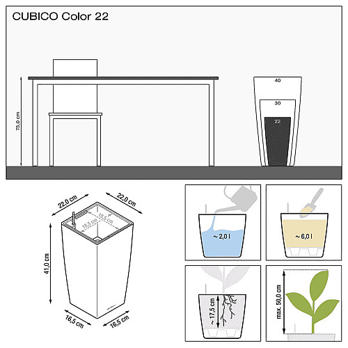 Вазон Lechuza Cubico Color 22 Білий