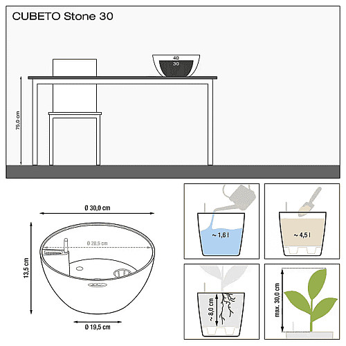 Вазон Lechuza Cubeto Stone 30 Бежевий
