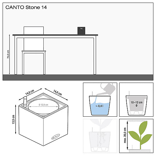 Вазон Lechuza Canto Stone 14 Графітовий