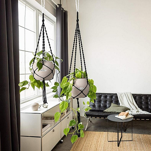 Підвіс Lechuza Macramé BOHO 90 см вугільний