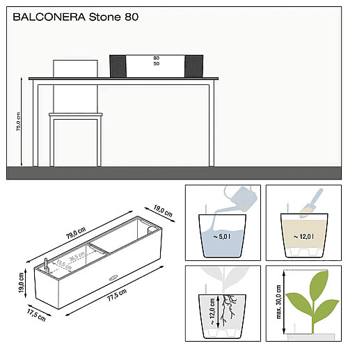 Вазон Lechuza Balconera Stone 80 Бежевий
