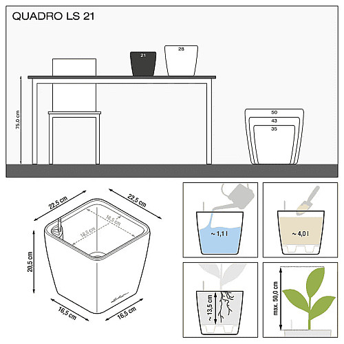 Вазон Lechuza Quadro Premium LS 21 Білий