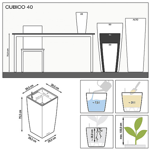 Вазон Lechuza Cubico Premium 40 Білий