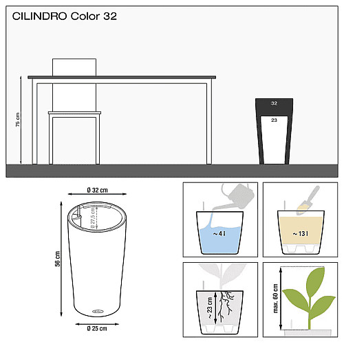 Вазон Lechuza Cilindro Color 32 Бежевий