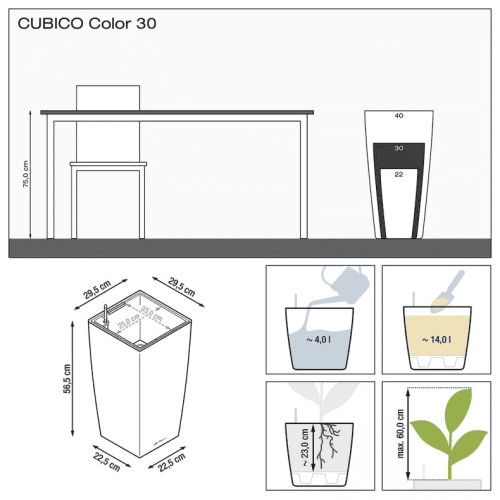Вазон Lechuza Cubico Color 30 Сірий