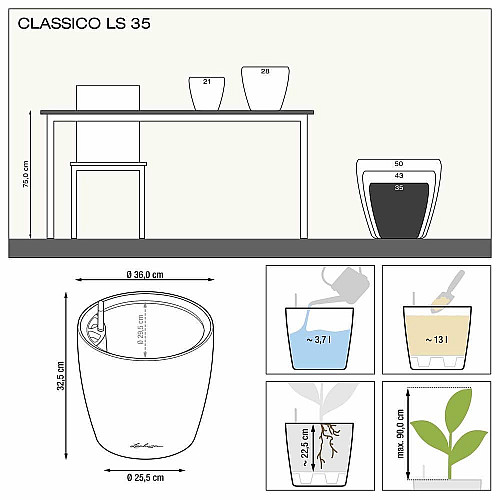 Горшок Lechuza CLASSICO Color LS 35, серый