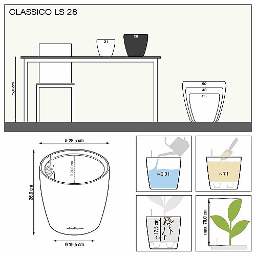 Вазон Lechuza CLASSICO Color LS 28, білий