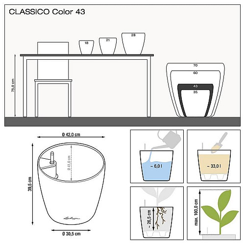 Вазон Lechuz Classico Color 43, песочно-коричневый