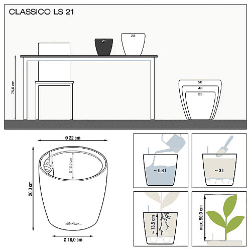 Вазон Lechuza Classico Premium LS 21 Сіро-коричневий