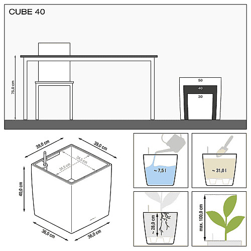 Вазон Lechuza Cube Premium 40 Чорний
