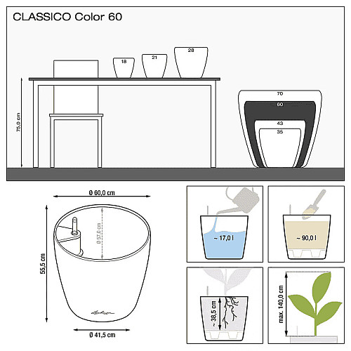 Горшок Lechuza Classico Color 60 Белый