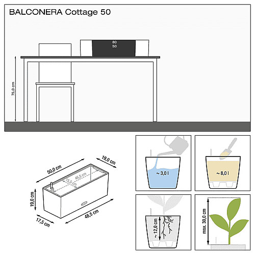 Вазон Lechuza Balconera Cottage 50 Бежевый