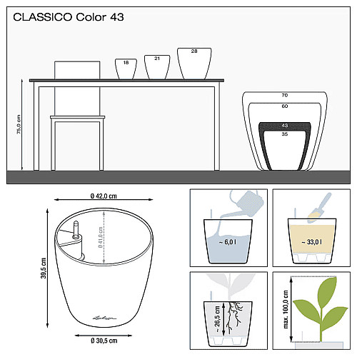 Вазон Lechuza Classico Color 43 Білий