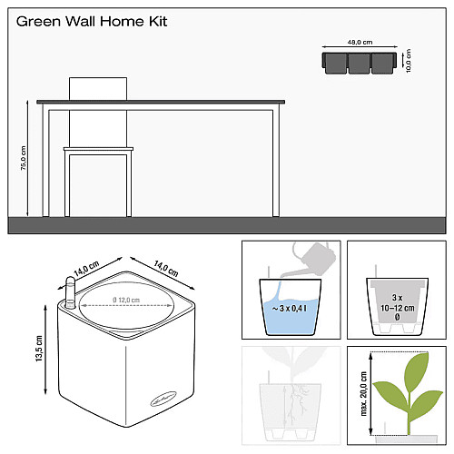 Вазон Lechuza Green Wall Home Kit Color Білий