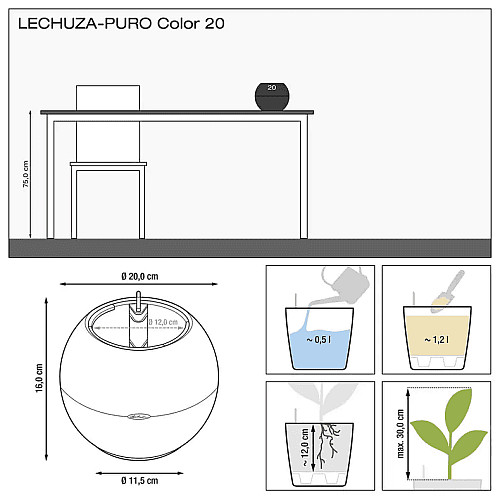 Вазон Lechuza Puro Color 20 Бежевий