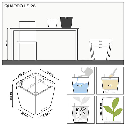 Вазон Lechuza Quadro Premium LS 28 Серо-коричневый