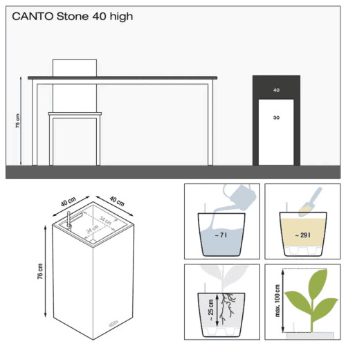 Вазон Lechuza Canto Stone 40 High Бежевий