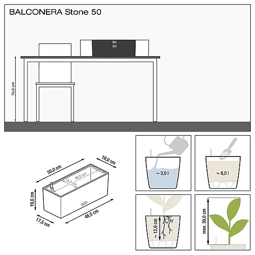 Вазон Lechuza Balconera Stone 50 Бежевий