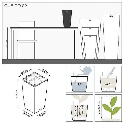 Вазон Lechuza Cubico Premium 22 Чорний 18469