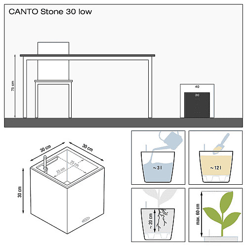 Вазон Lechuza Canto Stone 30 Low Бежевий