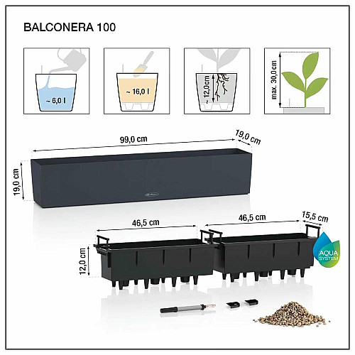 Вазон Lechuza Balconera Color 100, белый