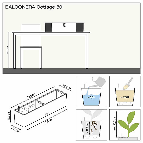 Вазон Lechuza Balconera Cottage 80, мокко