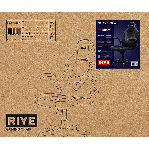 Крісло Trust GXT703 Riye, ПУ шкіра, Foldable Armrests, чорний